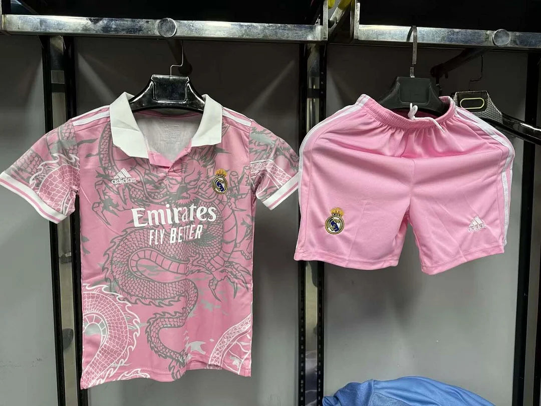 2023/2024 Real Madrid Chinese Dragon Pink Football Shirt 1:1 Quality Kids Size