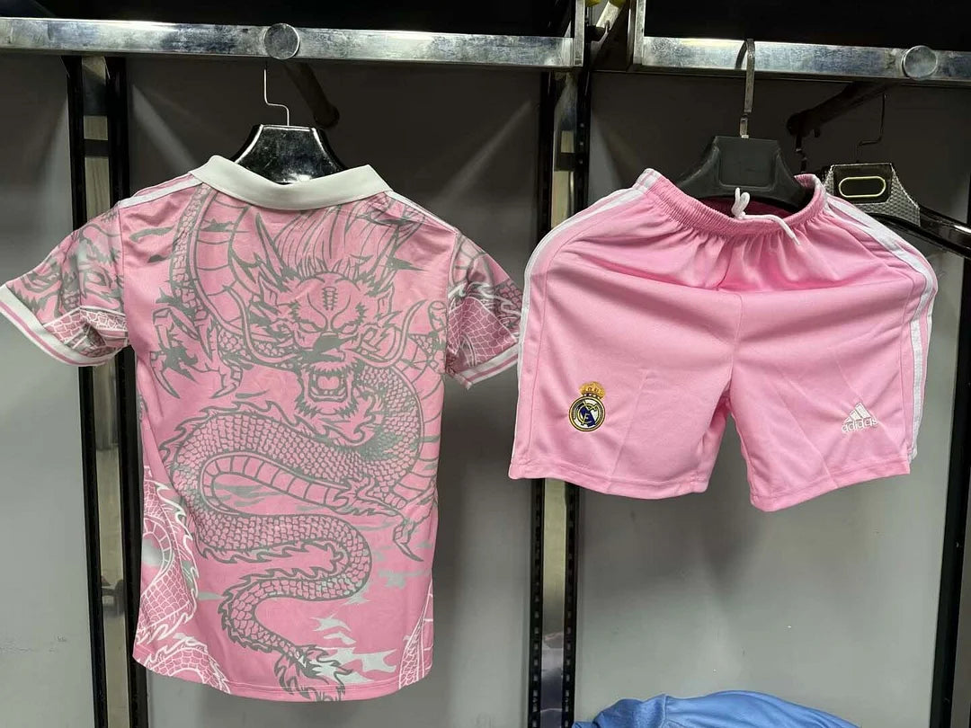 2023/2024 Real Madrid Chinese Dragon Pink Football Shirt 1:1 Quality Kids Size